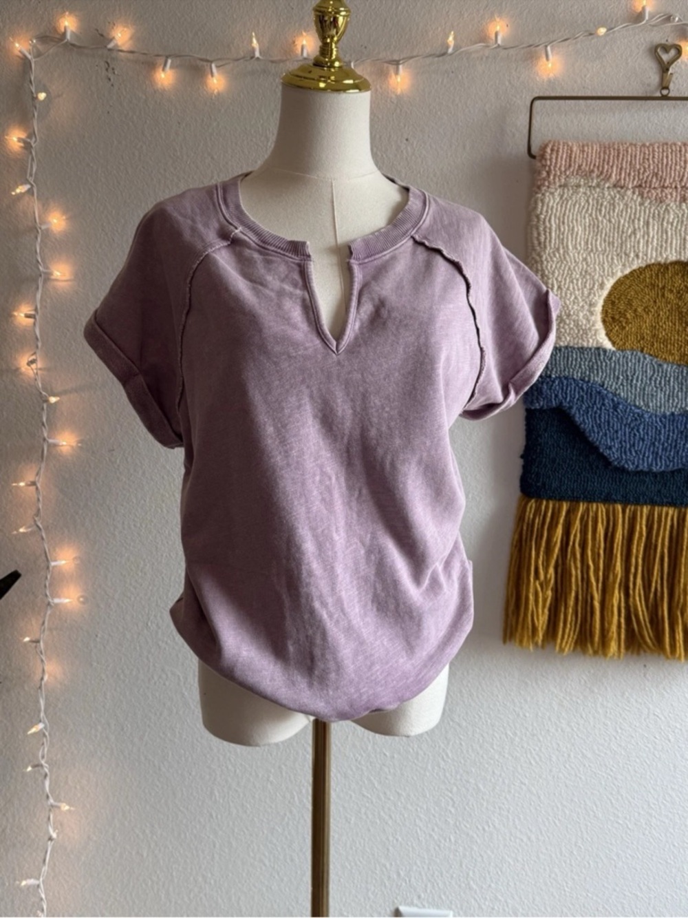 Pilcro Anthropologie Notch Neck Tunic Top Sweatshirt Organic Cotton Size M